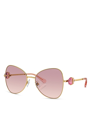 Swarovski Butterfly Sunglasses, 57mm In Gold/pink Gradient