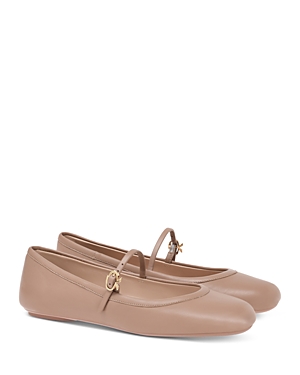 Gianvito Rossi Womens Carla Ribbon-buckle Leather Flats In Praline