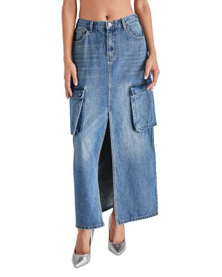 STEVE MADDEN Benson Cotton Center Slit Denim Skirt