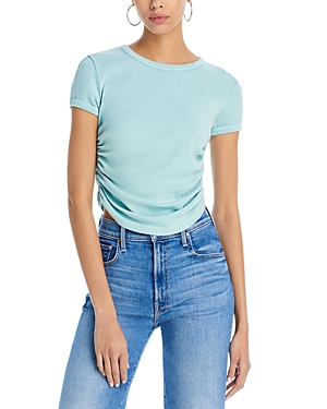 Mother The It's A Cinch Side Ruched Tee In Eggshell Blue