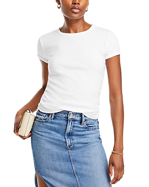 Mother The It's A Cinch Side Ruched Tee In Bright White