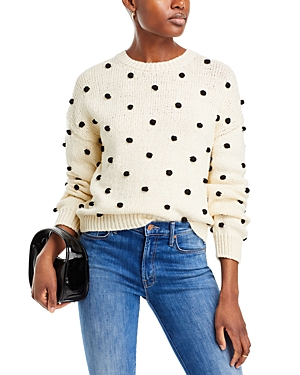 Shop Mother The Jumper Crewneck Popcorn Knit Sweater In Dot Your Eyes