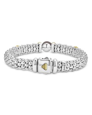 18K Yellow Gold & Sterling Silver Luna Black Tahitian Pearl Caviar Bead Bracelet