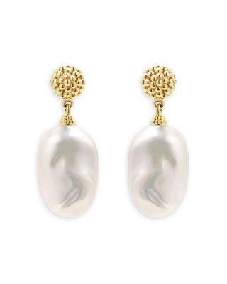 18K Yellow Gold Luna Cultured Freshwater Baroque Pearl Drop Earrings