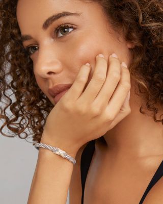 18K Yellow Gold & Sterling Silver Embrace Diamond Pav&eacute; X Caviar Bead Bracelet