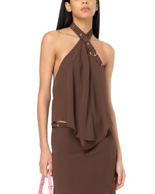 PINKO - Tantalo Buckle Trim Halter Top