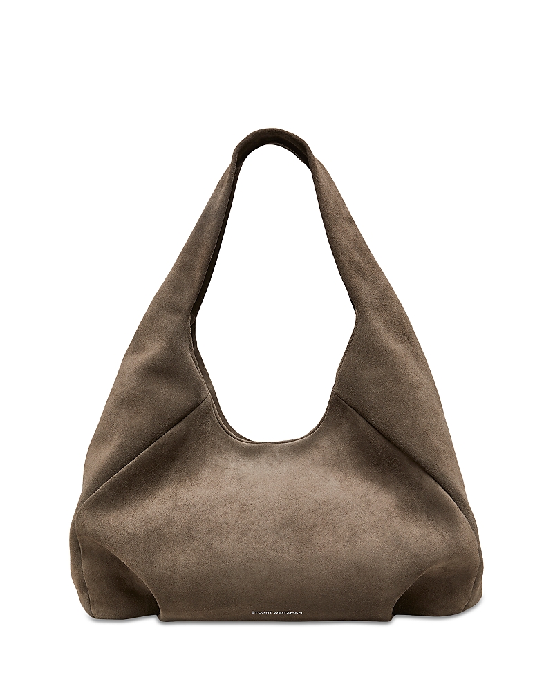 Stuart Weitzman The Moda Suede Hobo Bag In Charcoal