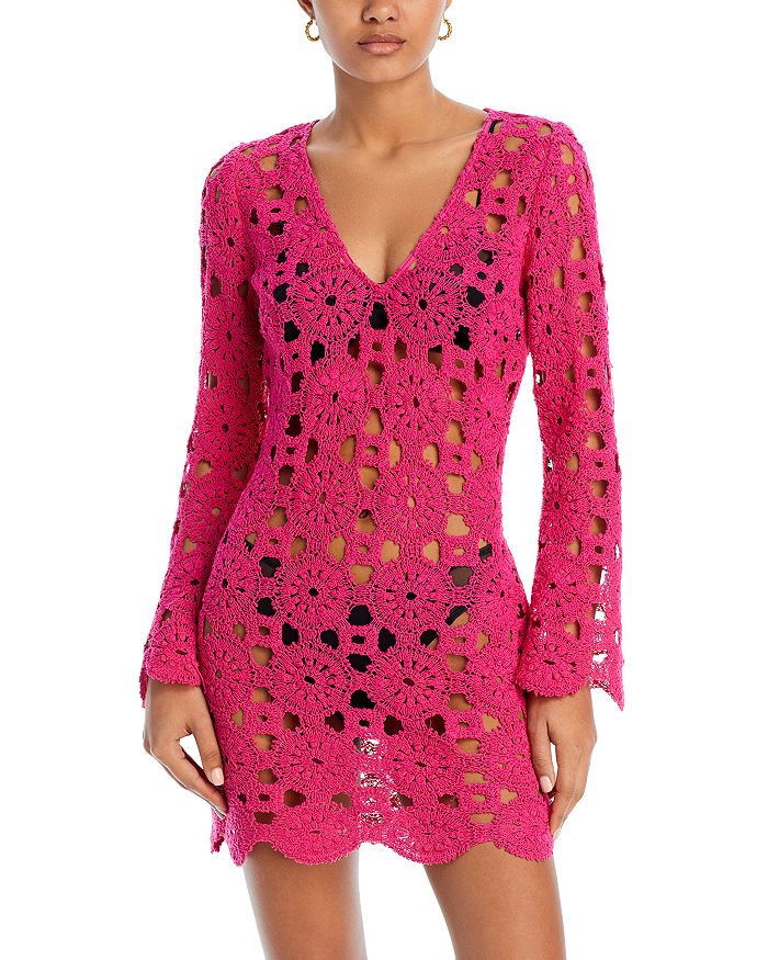 Shop Aqua Swim Swim Crochet Cover Up Dress - 100% Exclusive In Pink