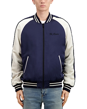 The Kooples Embroidered Full Zip Bomber Jacket In Navy