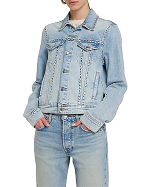 7 For All Mankind Studded Denim Trucker Jacket In Priscilla