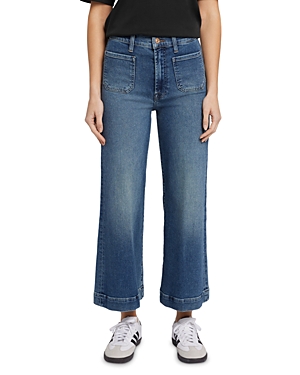 7 For All Mankind Ultra High Rise Patch Pocket Cropped Jeans in Sea Level