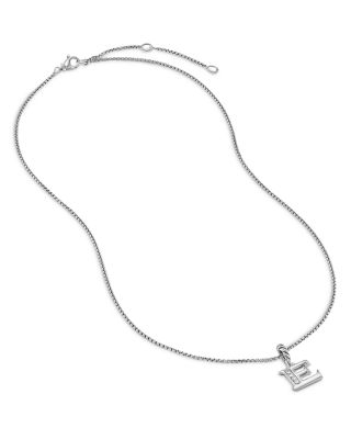 Pav&eacute; Initial Pendant Necklace in Sterling Silver with Diamond, 16"
