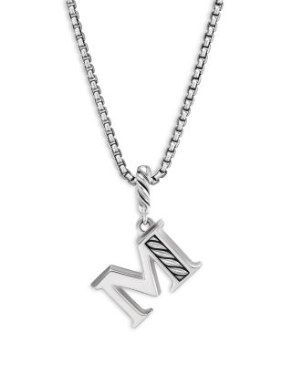 Pav&eacute; Initial Pendant Necklace in Sterling Silver with Diamond, 16"