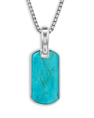 Men's Chevron Tag in Sterling Silver with American Turquoise, 21mm