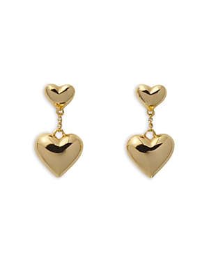 Shop Maje Polished Double Heart Drop Earrings In Gold