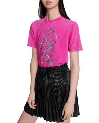 Maje Tragon Rhinestone Graphic Tee