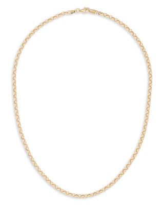 14K Yellow Gold Small Rolo Link Chain Necklace, 18"