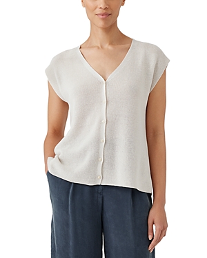 Shop Eileen Fisher V-neck Sweater Vest In Bone