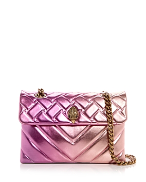 Kurt Geiger Kensington Small Metallic Quilted Leather Bag In Pink