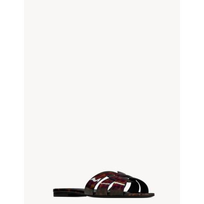 Saint Laurent - Tribute Mules in Tortoiseshell Patent Leather