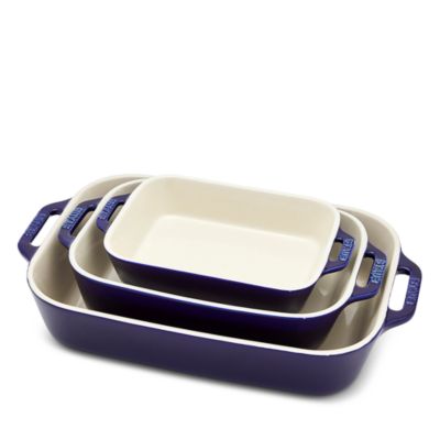 3 Pc Rectangular Stoneware Bakers Set