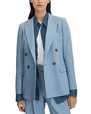 Shop Reiss Petites June Double Breasted Blazer In Blue