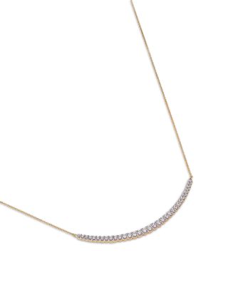 Diamond Graduated Bar Necklace in 14K Yellow Gold, 1.0 tcw
