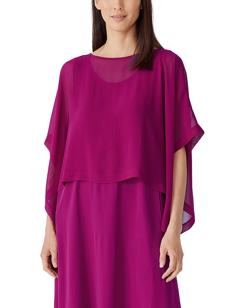 Eileen Fisher Silk Cropped Poncho In Pink