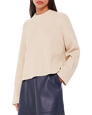 Shop Whistles Ribbed High Neck Sweater In Ivory