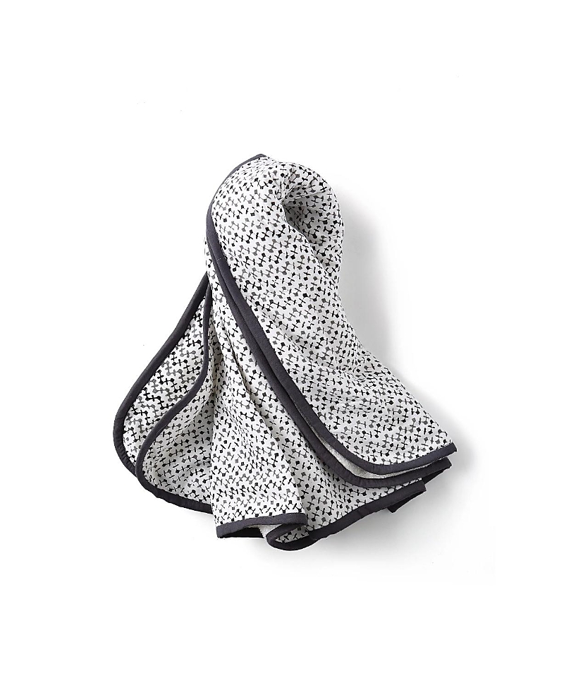 Malabar Baby Unisex Handmade Block-printed Plush Cotton Hooded Plush Towels - Baby, Little Kid, Big Kid In Greenwich(white,subtle Black,grey)