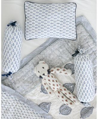 Unisex Handmade Block-Printed Cotton Crib Quilt - Baby, Little Kid, Big Kid