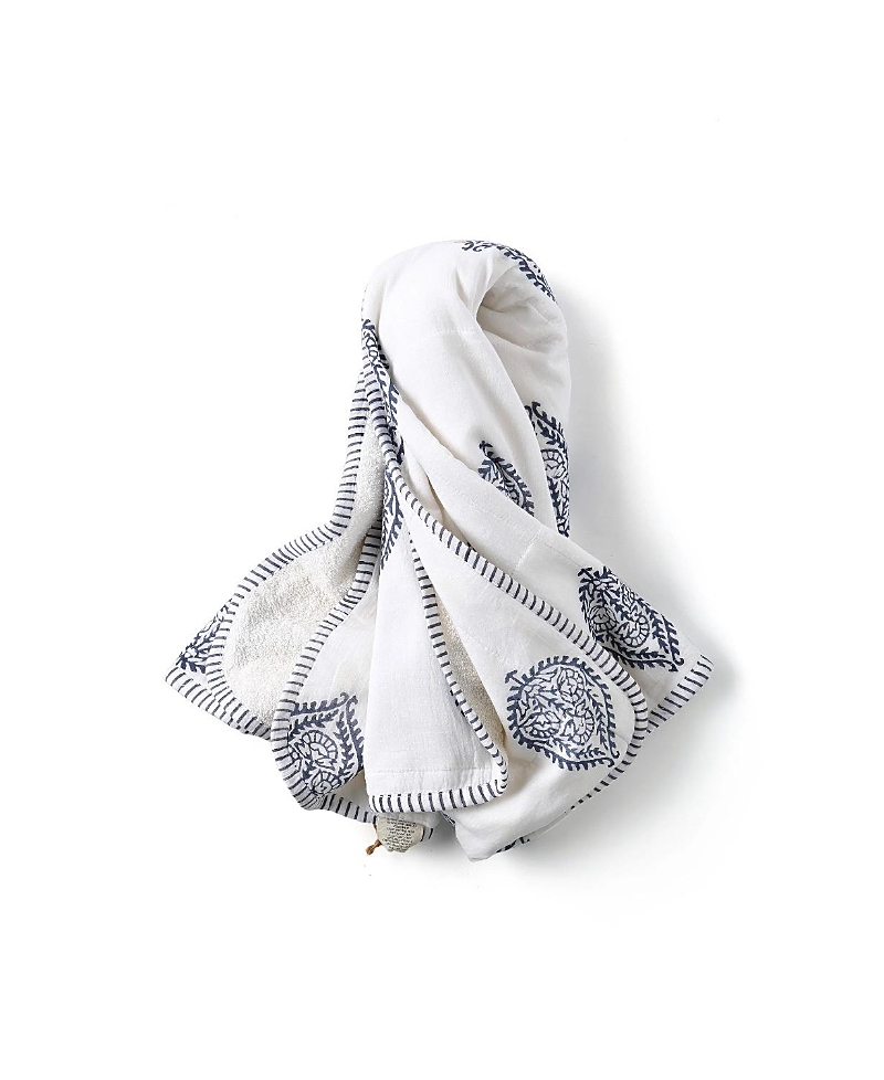 Malabar Baby Unisex Handmade Block-Printed Plush Cotton Hooded Plush Towels - Baby, Little Kid, Big Kid