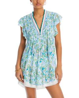 Poupette St. Barth - Sasha Floral Print Mini Dress in Blue Moringa