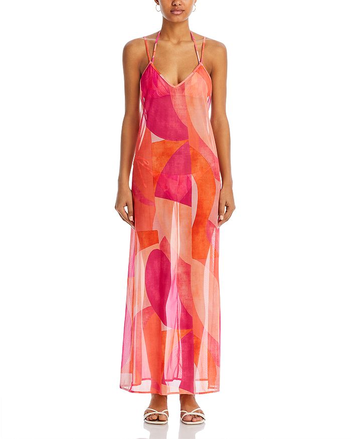 Shop Peixoto Arya Fishnet Halter Swim Cover Up Dress - 100% Exclusive In Grapefruit Grove