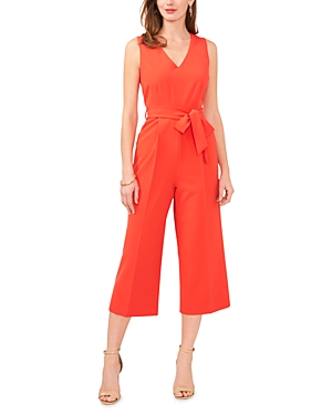 Vince Camuto Belted Crop Jumpsuit In Tulip Red