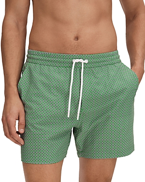 Shop Reiss Shape Printed Drawstring 6.5 Swim Trunks In Bright Green