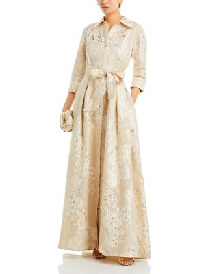 Metallic Jacquard Shirt Dress Gown