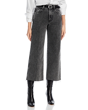 Shop Veronica Beard Taylor High Rise Ankle Wide Leg Jeans In Ash Onyx