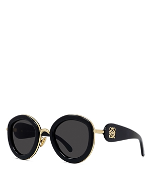 Shop Loewe Anagram Round Sunglasses, 49mm In Black/gray Solid