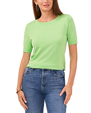 Shop Vince Camuto Crewneck Short Sleeve Sweater In Melon Green