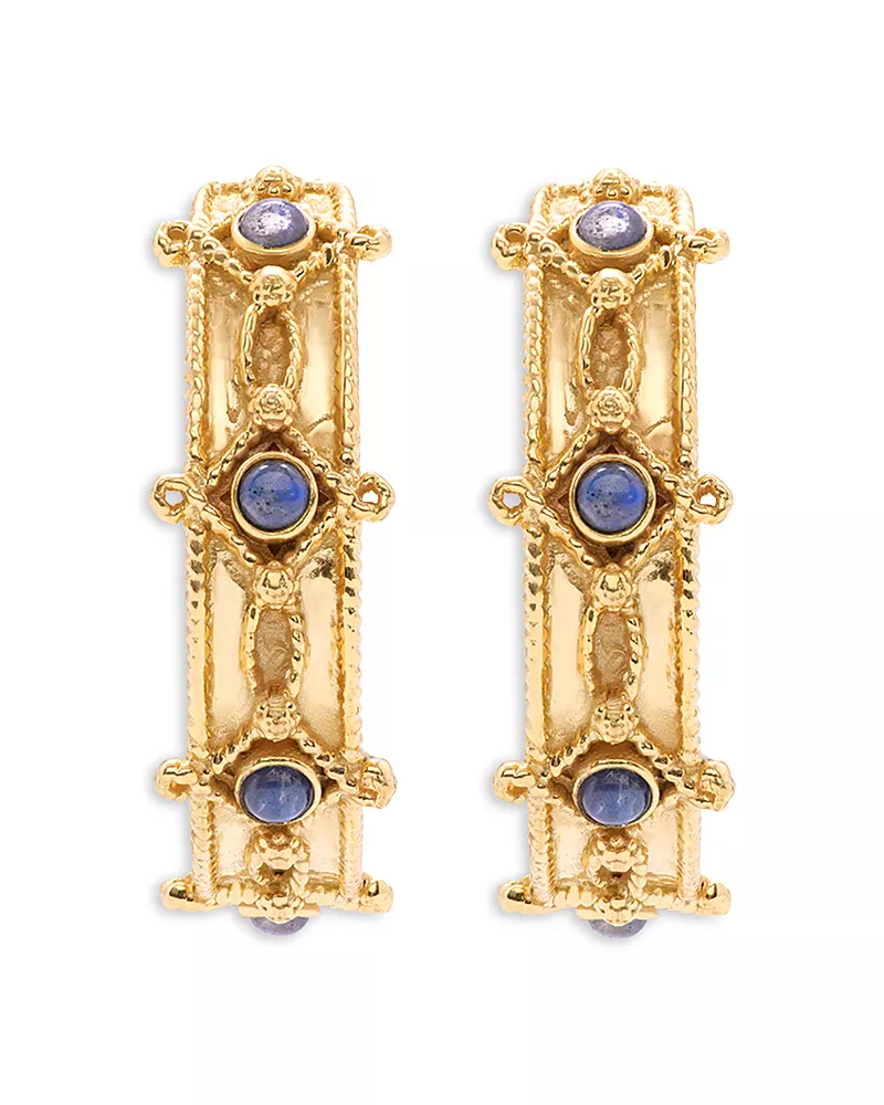Capucine De Wulf Victoria Labradorite Hoop Earrings in 18K Gold Plated