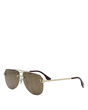 Shop Fendi Sky Mirrored Pilot Sunglasses, 61mm In Gold/brown Mirrored Solid