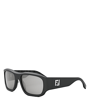 Fendi Ff Squared Rectangular Sunglasses, 56mm In Black