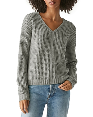 Michael Stars Kelsie V Neck Sweater In Heather Grey
