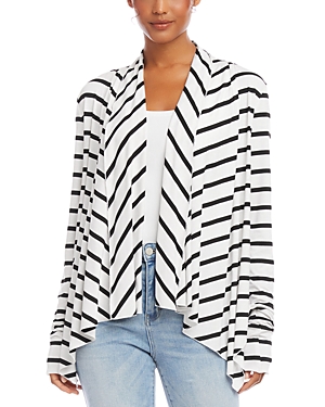 Striped Open Front Cardigan
