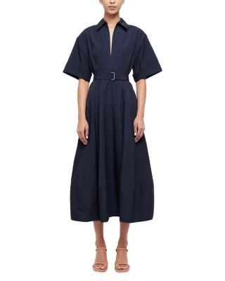 SIMKHAI - Deanna Belted Poplin Midi Dress