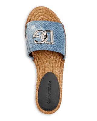 Women's Denim Espadrille Slide Sandals