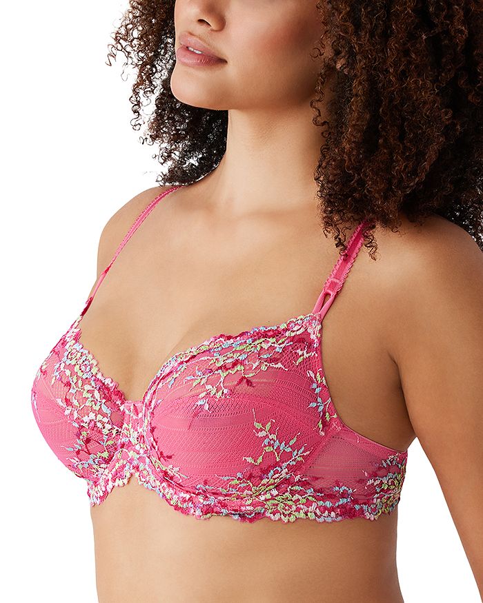 Shop Wacoal Embrace Lace Underwire Bra In Hot Pink/multi