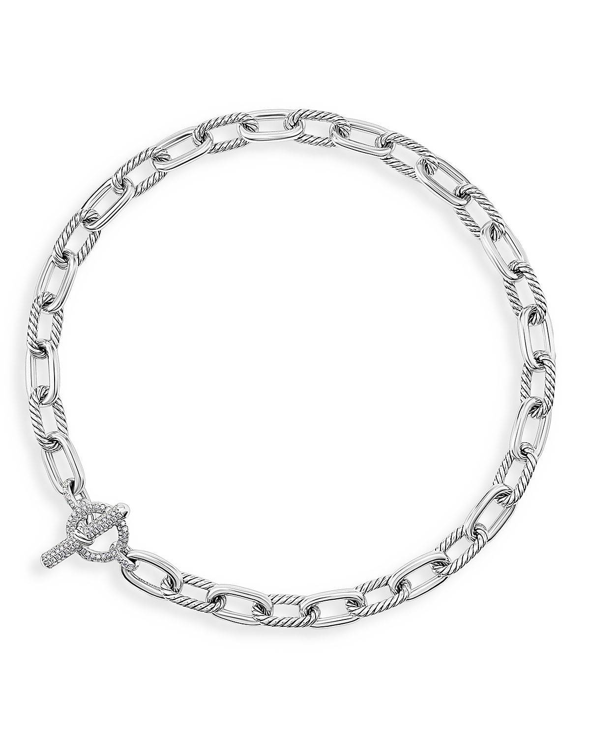 David Yurman Sterling Silver Dy Madison Diamond Chain Link Necklace,