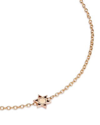 14K Yellow Gold Itty Bitty Symbols Star of David Disc Chain Bracelet